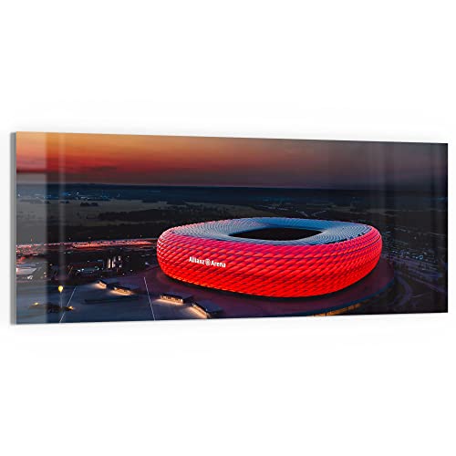 DEQORI Glasbild Echtglas | Motiv "Allianz Arena, München" | horizontal einteilig 125x50 cm | schöne Dekoration | Wandbild für Wohnzimmer, Schlafzimmer, Flur & Küche | moderne Wanddeko von DEQORI