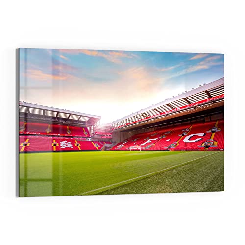 DEQORI Glasbild Echtglas | Motiv "Anfield Road, Liverpool" | horizontal einteilig 90x60 cm | schöne Dekoration | Wandbild für Wohnzimmer, Schlafzimmer, Flur & Küche | moderne Wanddeko von DEQORI