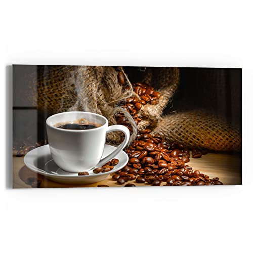 DEQORI Glasbild Echtglas | Motiv Bildlicher Kaffeegenuss | horizontal einteilig 60x30 cm | schöne Dekoration | Wandbild für Wohnzimmer, Schlafzimmer, Flur & Küche | moderne Wanddeko von DEQORI