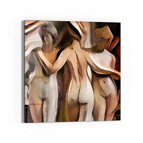 DEQORI Glasbild Echtglas | Motiv Drei weibliche Körper | quadratisch einteilig 30x30 cm | schöne Dekoration | Wandbild für Wohnzimmer, Schlafzimmer, Flur & Küche | moderne Wanddeko von DEQORI