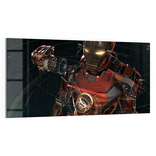 DEQORI Glasbild Echtglas | Motiv Legendäre Iron Man Anzug | horizontal einteilig 100x50 cm | schöne Dekoration | Wandbild für Wohnzimmer, Schlafzimmer, Flur & Küche | moderne Wanddeko von DEQORI