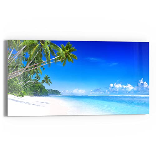 DEQORI Glasbild Echtglas | Motiv "Palmen am Sandstrand" | horizontal einteilig 60x30 cm | schöne Dekoration | Wandbild für Wohnzimmer, Schlafzimmer, Flur & Küche | moderne Wanddeko von DEQORI