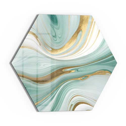 DEQORI Glasbild Echtglas | Motiv Smaragdfarbene Wogen | sechseckig einteilig Sechseck 40x34,5 cm | schöne Dekoration | Wandbild für Wohnzimmer, Schlafzimmer, Flur & Küche | moderne Wanddeko DEQORI Glasbild Echtglas | Motiv Smaragdfarbene Wogen | sechseckig einteilig Sechseck 40x34,5 cm | schöne Dekoration | Wandbild für Wohnzimmer, Schlafzimmer, Flur & Küche | moderne Wanddeko von DEQORI