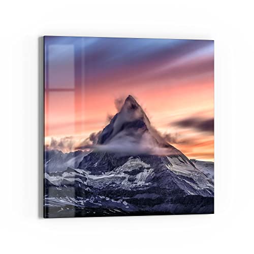 DEQORI Glasbild Echtglas | Motiv Sonnenaufgang Matterhorn | quadratisch einteilig 30x30 cm | schöne Dekoration | Wandbild für Wohnzimmer, Schlafzimmer, Flur & Küche | moderne Wanddeko von DEQORI