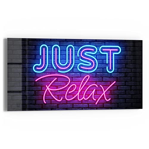 DEQORI Glasbild Echtglas | Motiv Spruch im Neon-Design | horizontal einteilig 60x30 cm | schöne Dekoration | Wandbild für Wohnzimmer, Schlafzimmer, Flur & Küche | moderne Wanddeko von DEQORI