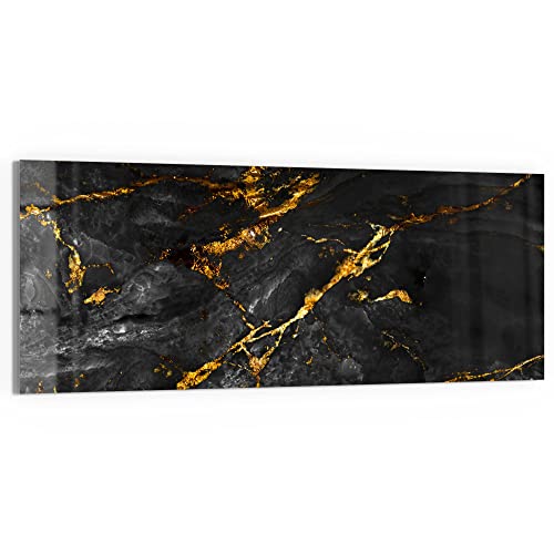 DEQORI Glasbild Echtglas | Motiv Veredelter Naturstein | horizontal einteilig 125x50 cm | schöne Dekoration | Wandbild für Wohnzimmer, Schlafzimmer, Flur & Küche | moderne Wanddeko von DEQORI