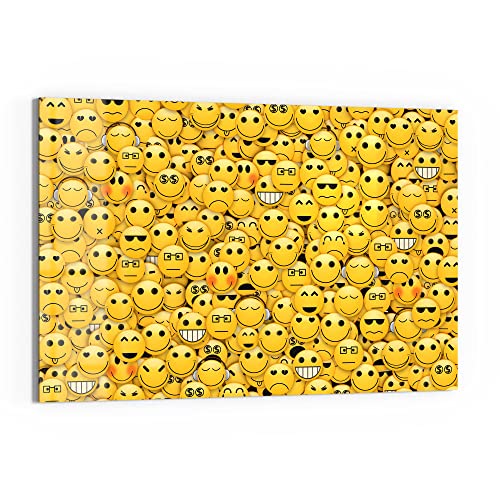 DEQORI Glasbild Echtglas | Motiv Vielzahl von Smileys | horizontal einteilig 90x60 cm | schöne Dekoration | Wandbild für Wohnzimmer, Schlafzimmer, Flur & Küche | moderne Wanddeko von DEQORI