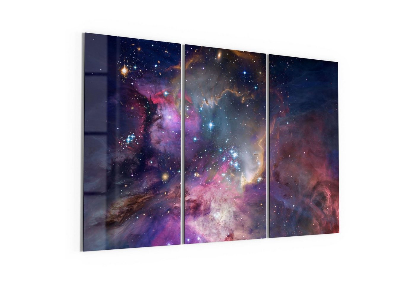 DEQORI Glasbild 'Farbenfrohe Galaxie', 'Farbenfrohe Galaxie', Glas Wandbild Bild schwebend modern von DEQORI