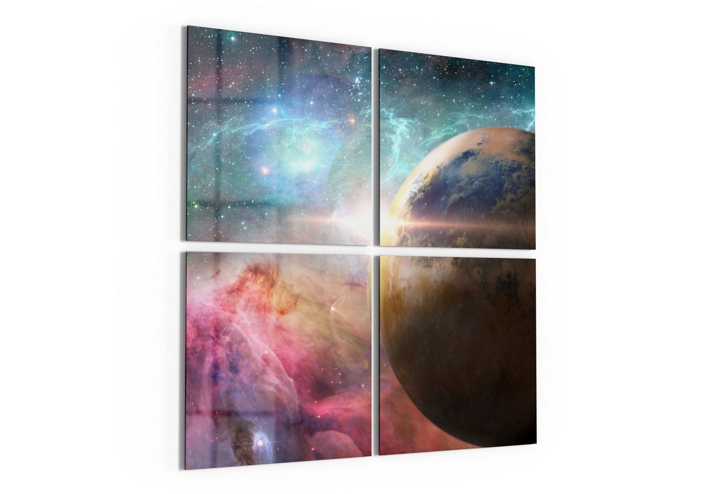DEQORI Glasbild 'Farbige Galaxie', 'Farbige Galaxie', Glas Wandbild Bild schwebend modern von DEQORI