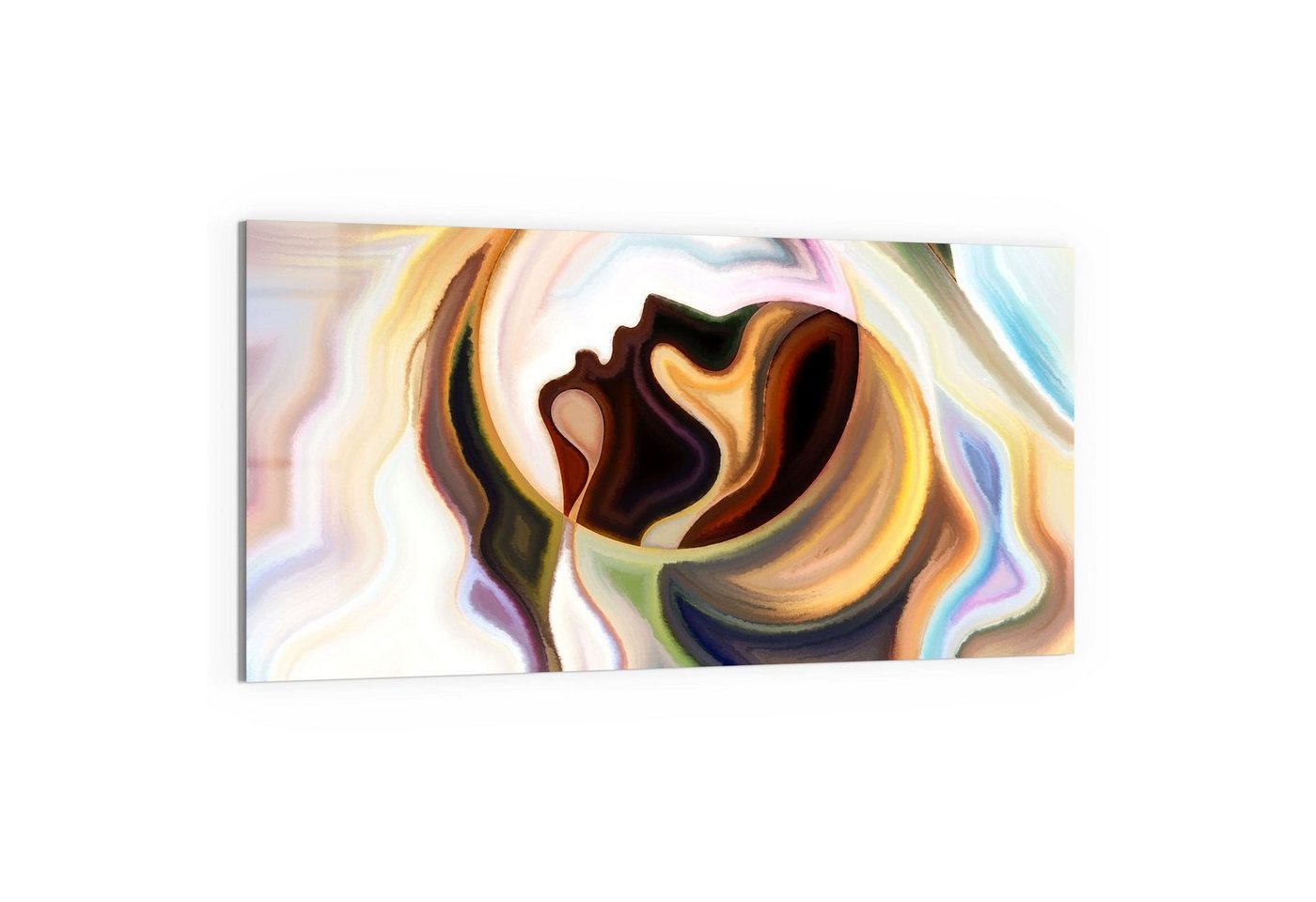 DEQORI Glasbild 'Frau mit geöffnetem Mund', 'Frau mit geöffnetem Mund', Glas Wandbild Bild schwebend modern von DEQORI