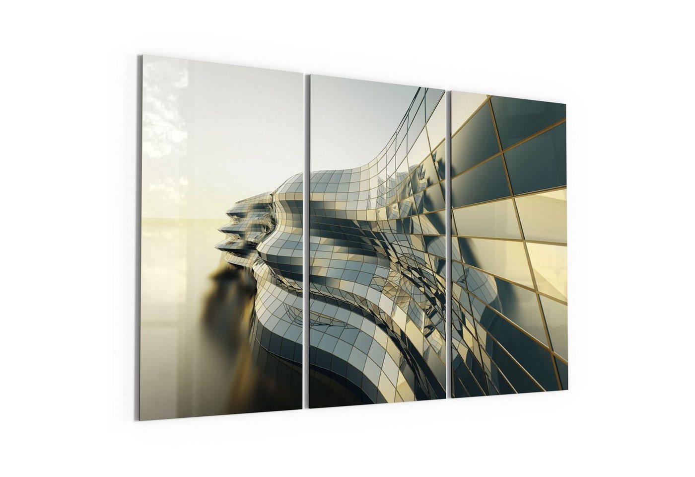 DEQORI Glasbild 'Futuristische Glasfront', 'Futuristische Glasfront', Glas Wandbild Bild schwebend modern von DEQORI