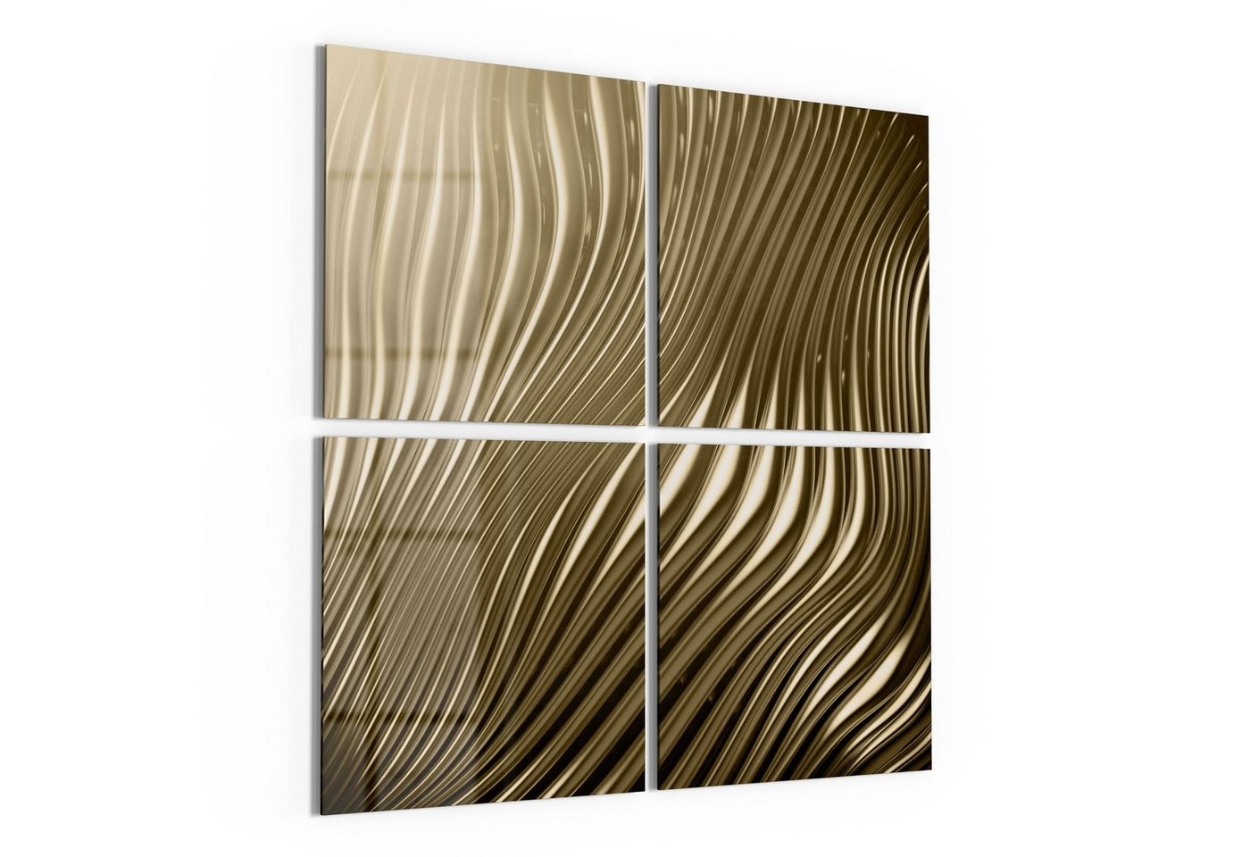 DEQORI Glasbild 'Goldenes Rillendesign', 'Goldenes Rillendesign', Glas Wandbild Bild schwebend modern von DEQORI