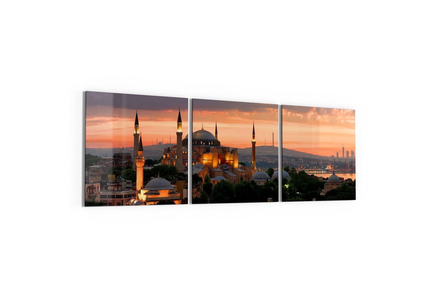 DEQORI Glasbild 'Hagia Sophia am Morgen', 'Hagia Sophia am Morgen', Glas Wandbild Bild schwebend modern von DEQORI