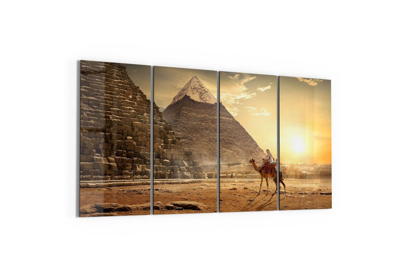 DEQORI Glasbild 'Kamelritt in der Wüste', 'Kamelritt in der Wüste', Glas Wandbild Bild schwebend modern von DEQORI