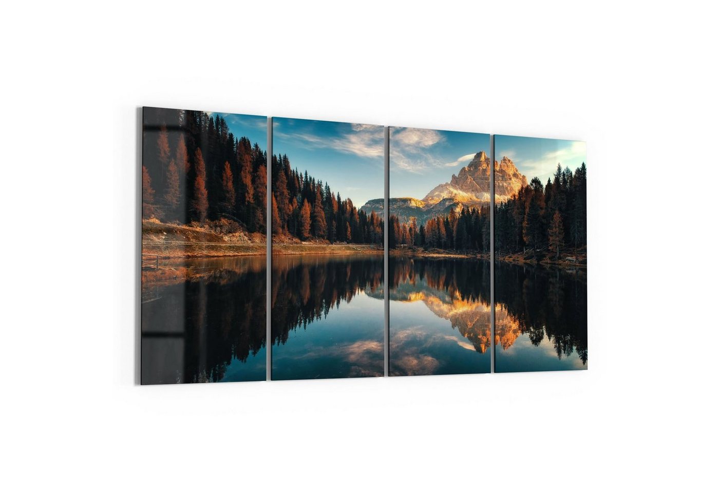 DEQORI Glasbild 'Lago Antorno Panorama', 'Lago Antorno Panorama', Glas Wandbild Bild schwebend modern von DEQORI