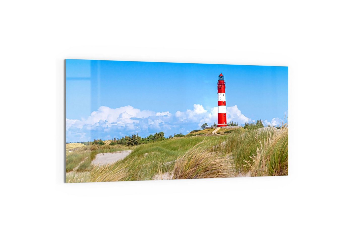 DEQORI Glasbild 'Leuchtturm auf Amrum', 'Leuchtturm auf Amrum', Glas Wandbild Bild schwebend modern von DEQORI