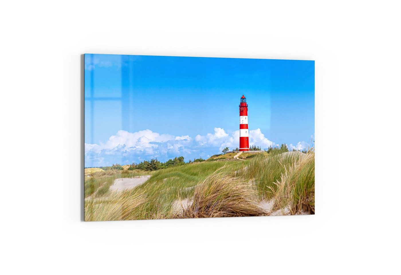 DEQORI Glasbild 'Leuchtturm auf Amrum', 'Leuchtturm auf Amrum', Glas Wandbild Bild schwebend modern von DEQORI