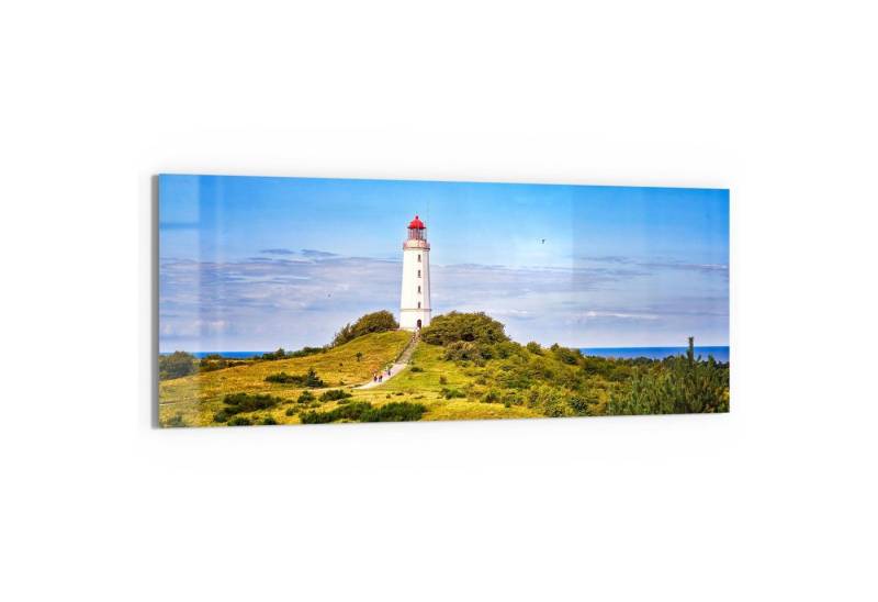 DEQORI Glasbild 'Leuchtturm auf Hiddensee', 'Leuchtturm auf Hiddensee', Glas Wandbild Bild schwebend modern von DEQORI