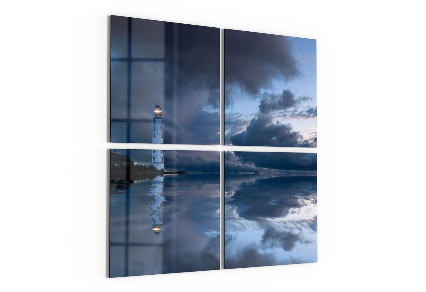 DEQORI Glasbild 'Leuchtturm im Abendlicht', 'Leuchtturm im Abendlicht', Glas Wandbild Bild schwebend modern von DEQORI