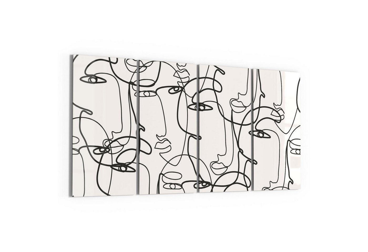 DEQORI Glasbild 'Linien formen Gesichter', 'Linien formen Gesichter', Glas Wandbild Bild schwebend modern von DEQORI