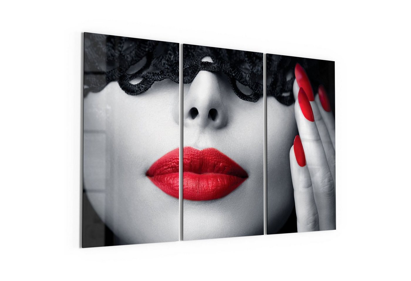 DEQORI Glasbild 'Maskierte Schönheit', 'Maskierte Schönheit', Glas Wandbild Bild schwebend modern von DEQORI