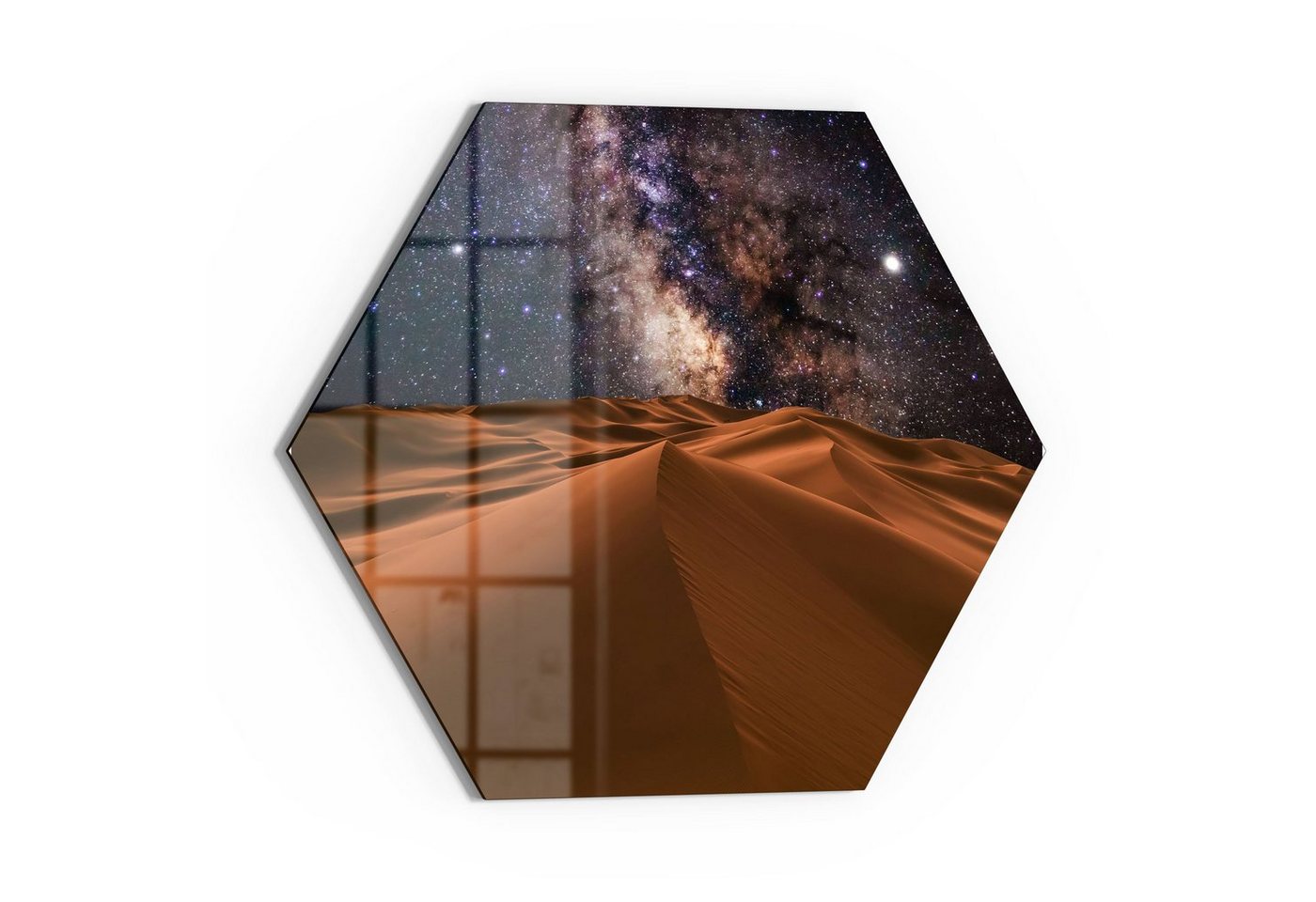 DEQORI Glasbild 'Milchstraße über Wüste', 'Milchstraße über Wüste', Glas Wandbild Bild schwebend modern von DEQORI