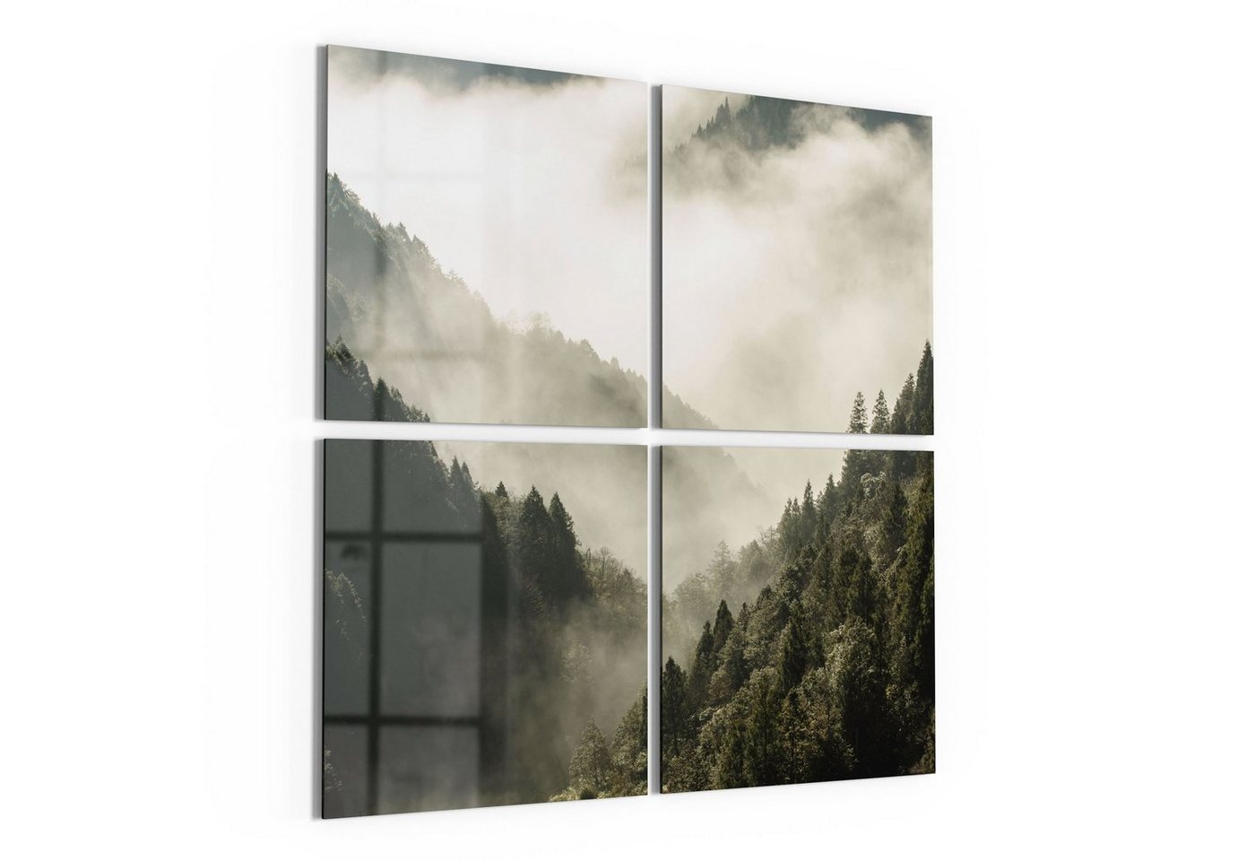 DEQORI Glasbild 'Nebel in den Bergen', 'Nebel in den Bergen', Glas Wandbild Bild schwebend modern von DEQORI