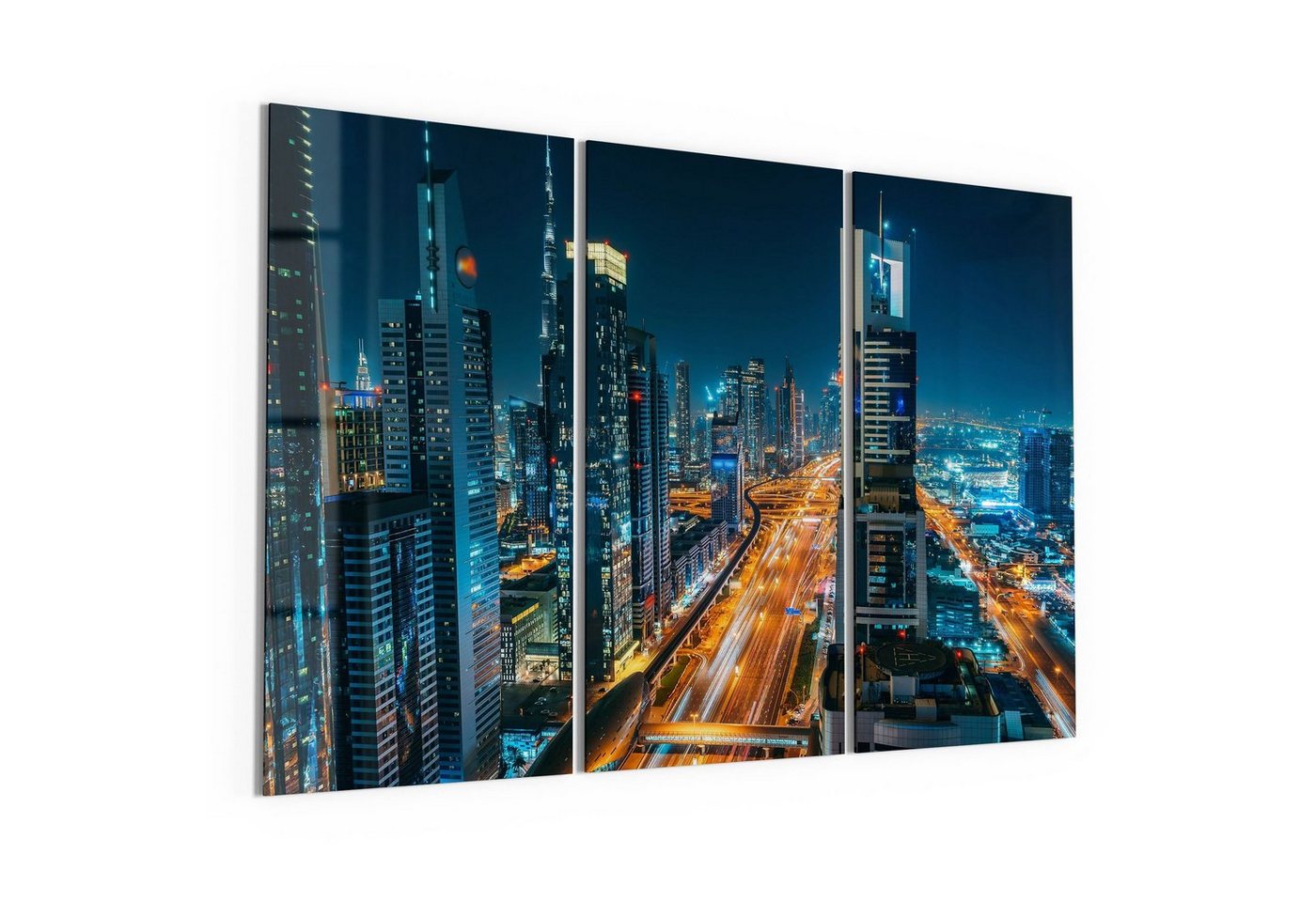 DEQORI Glasbild 'Schlafloses Dubai', 'Schlafloses Dubai', Glas Wandbild Bild schwebend modern von DEQORI