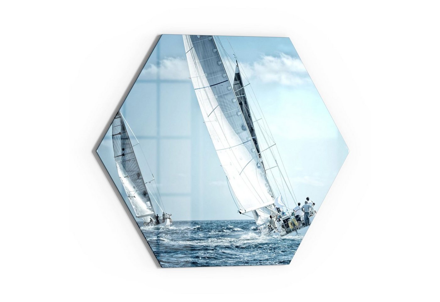 DEQORI Glasbild 'Segelboote auf hoher See', 'Segelboote auf hoher See', Glas Wandbild Bild schwebend modern von DEQORI