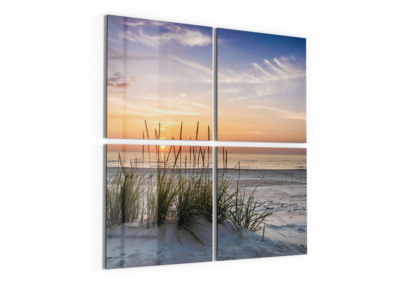 DEQORI Glasbild 'Sonnenuntergang am Strand', 'Sonnenuntergang am Strand', Glas Wandbild Bild schwebend modern von DEQORI