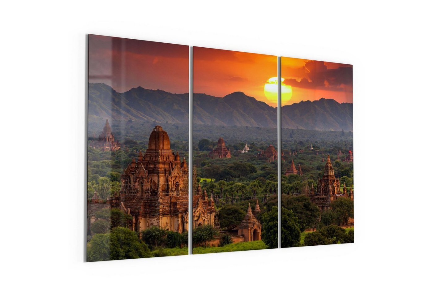 DEQORI Glasbild 'Tempel in Bagan', 'Tempel in Bagan', Glas Wandbild Bild schwebend modern von DEQORI