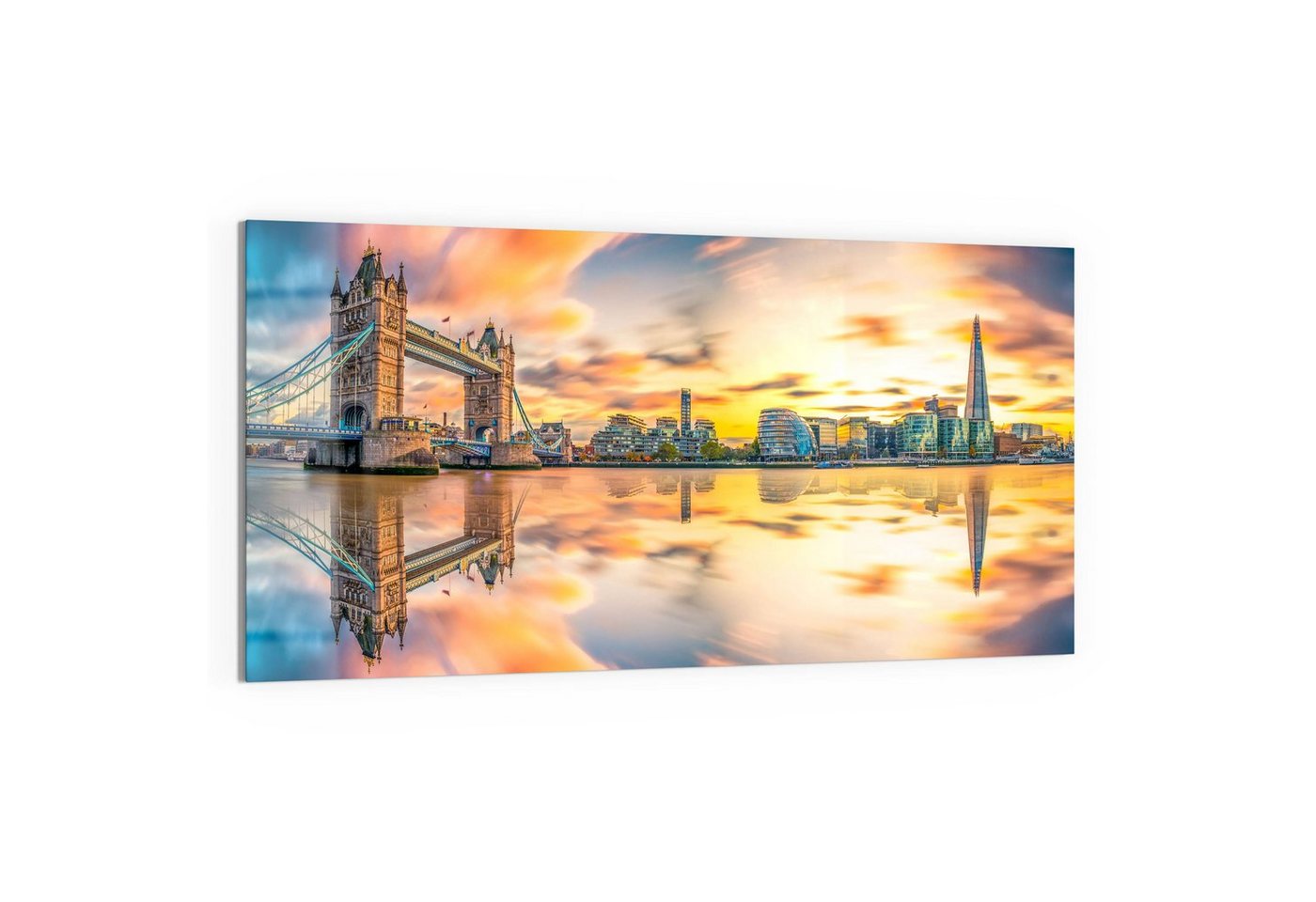 DEQORI Glasbild 'Tower Bridge und Themse', 'Tower Bridge und Themse', Glas Wandbild Bild schwebend modern von DEQORI
