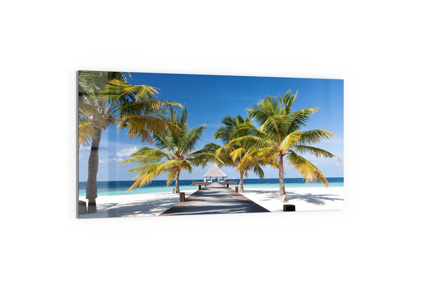 DEQORI Glasbild 'Tropischer Strandaufgang', 'Tropischer Strandaufgang', Glas Wandbild Bild schwebend modern von DEQORI