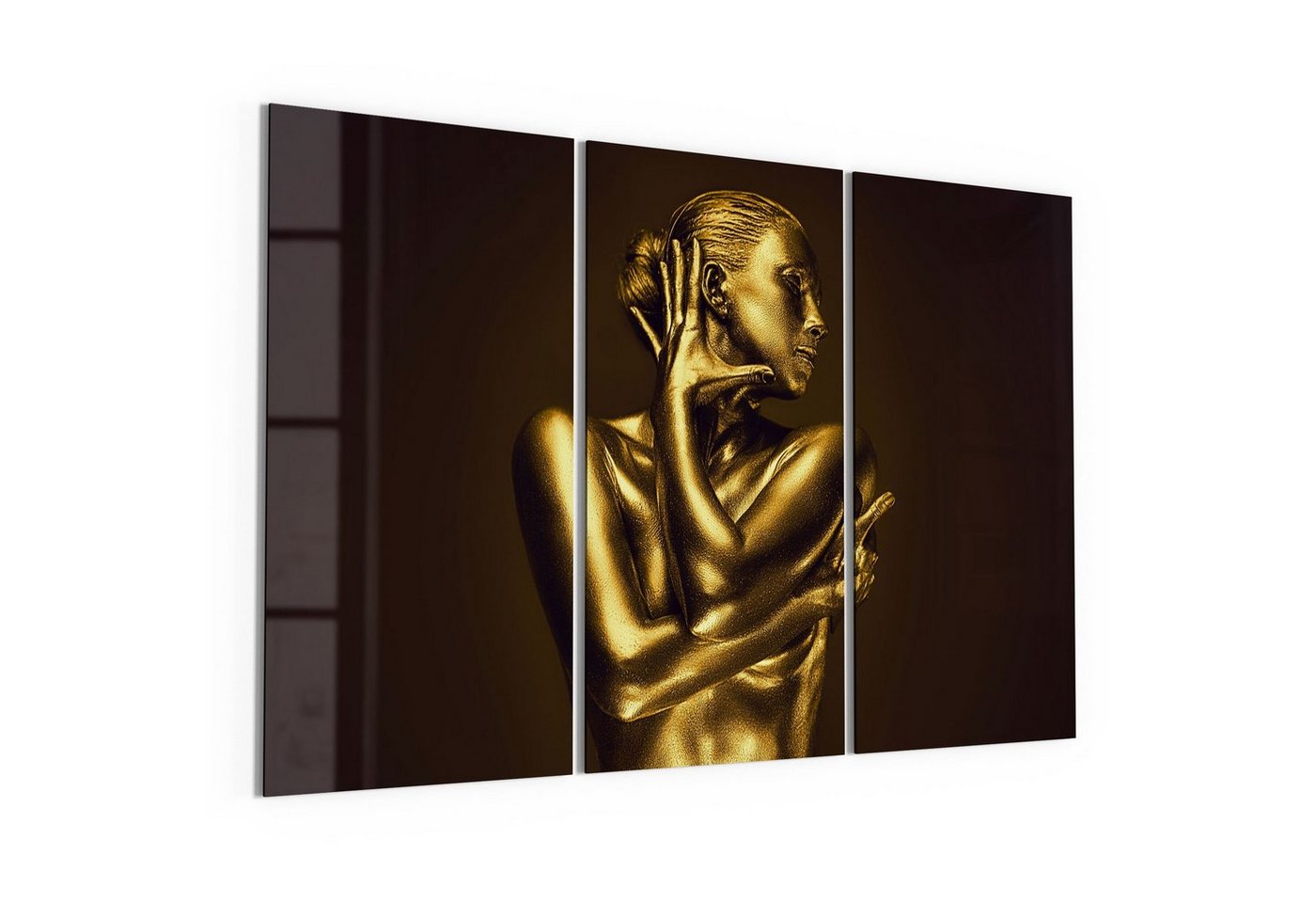 DEQORI Glasbild 'Vergoldete Schönheit', 'Vergoldete Schönheit', Glas Wandbild Bild schwebend modern von DEQORI
