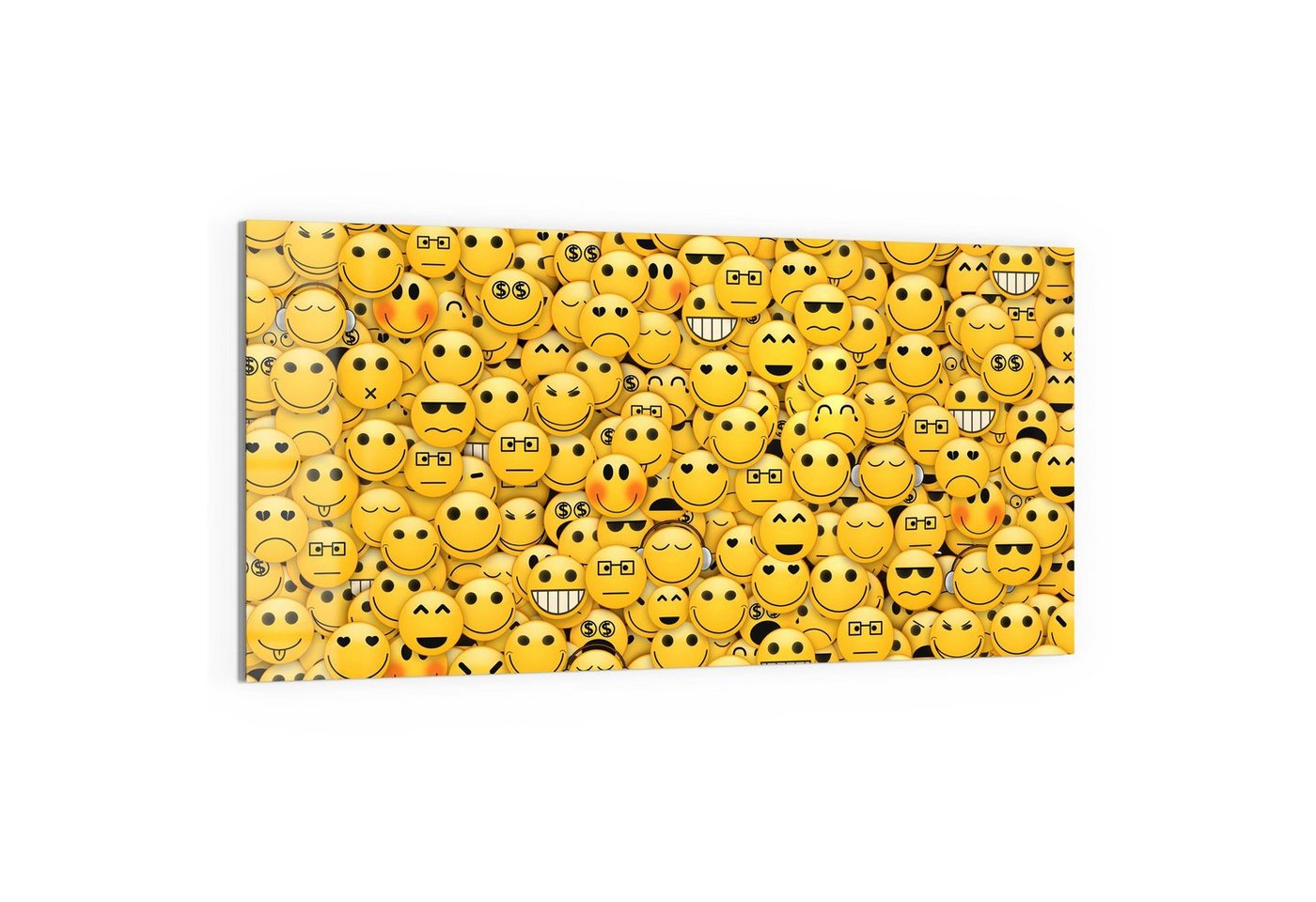 DEQORI Glasbild 'Vielzahl von Smileys', 'Vielzahl von Smileys', Glas Wandbild Bild schwebend modern von DEQORI