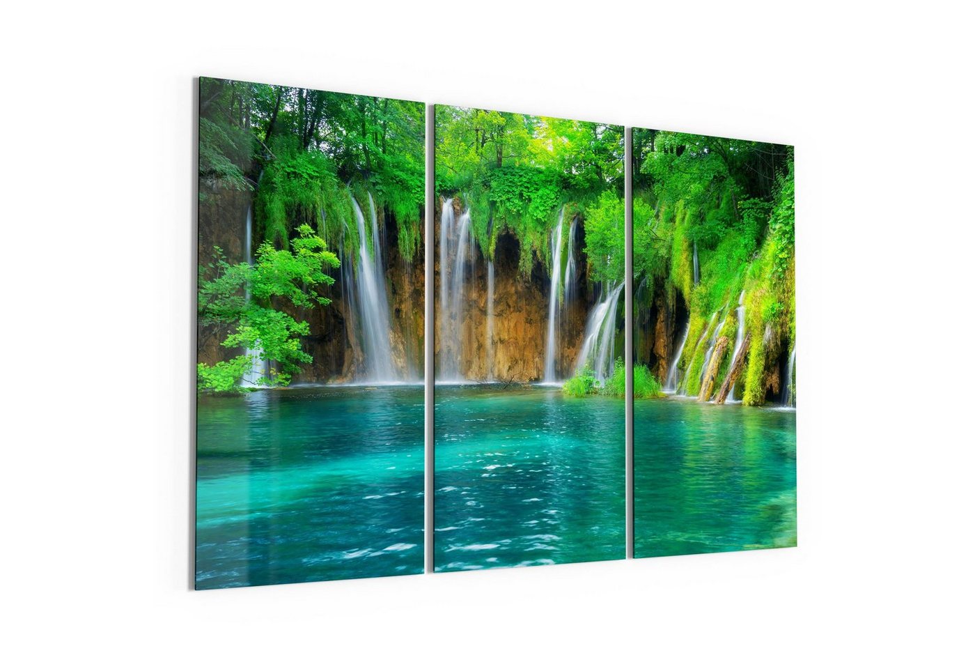 DEQORI Glasbild 'Wasserfälle in Kroatien', 'Wasserfälle in Kroatien', Glas Wandbild Bild schwebend modern von DEQORI