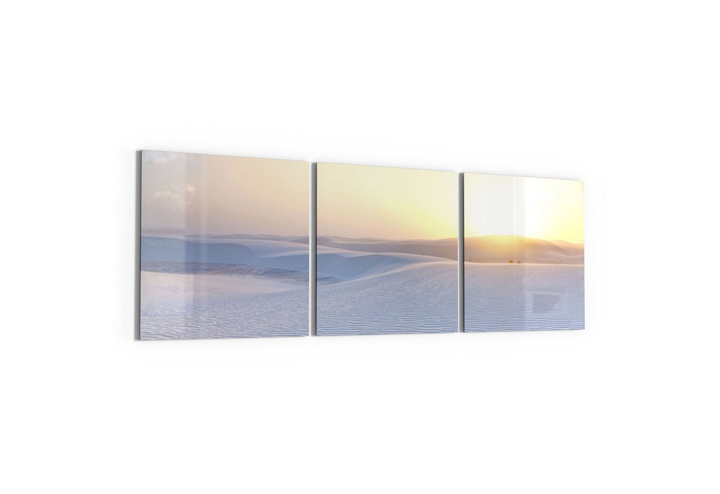 DEQORI Glasbild 'Weiße Sanddünen am Abend', 'Weiße Sanddünen am Abend', Glas Wandbild Bild schwebend modern von DEQORI