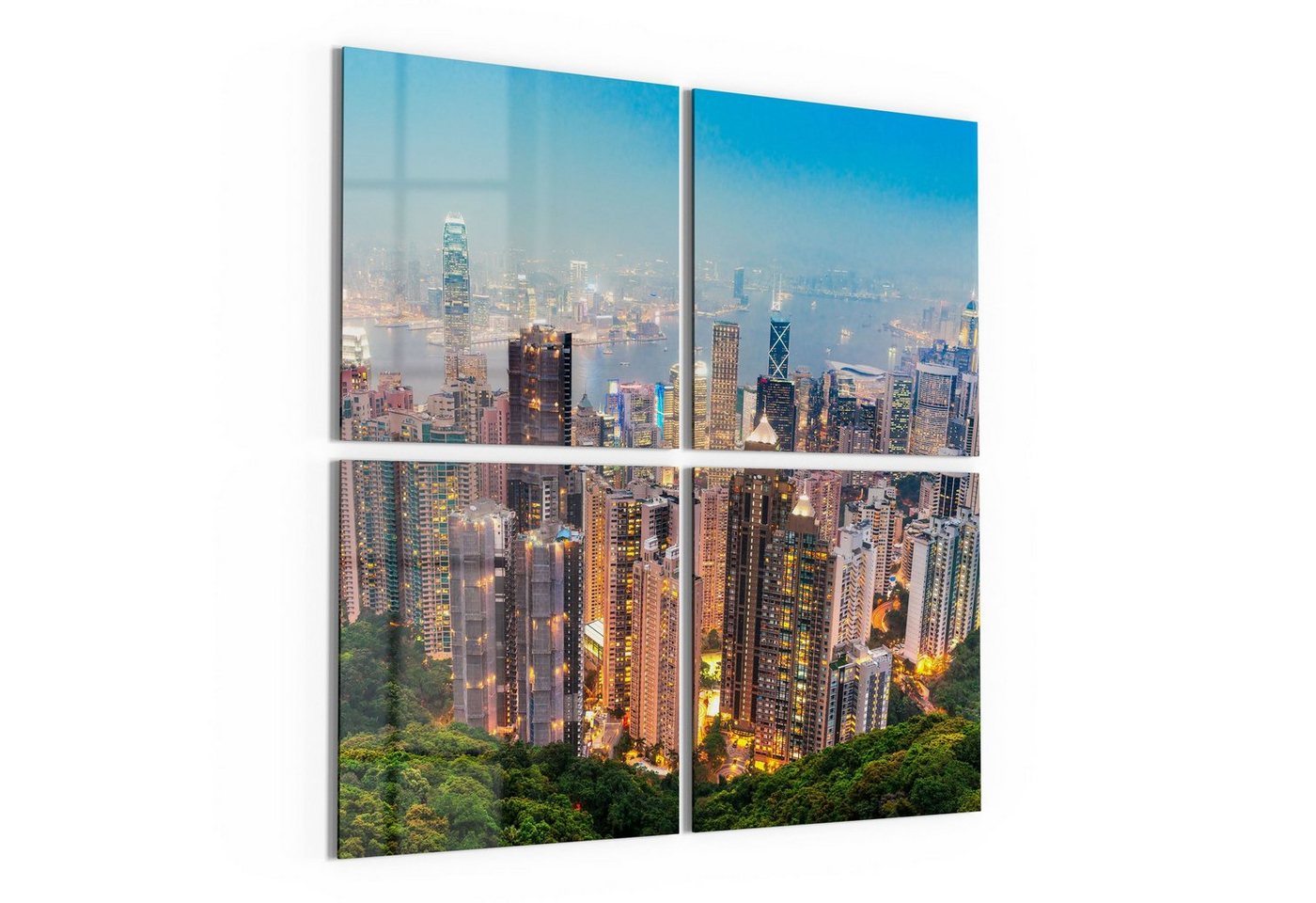 DEQORI Glasbild 'Wolkenkratzer Hongkongs', 'Wolkenkratzer Hongkongs', Glas Wandbild Bild schwebend modern von DEQORI