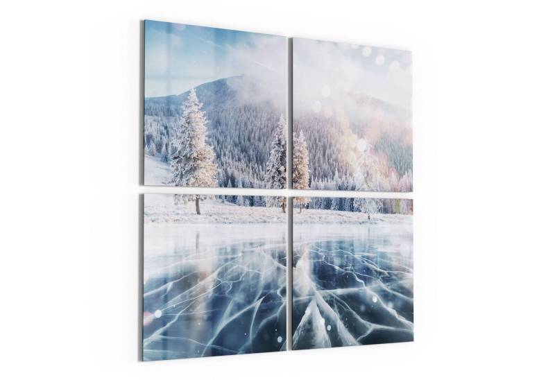 DEQORI Glasbild 'Zugefrorener See', 'Zugefrorener See', Glas Wandbild Bild schwebend modern von DEQORI