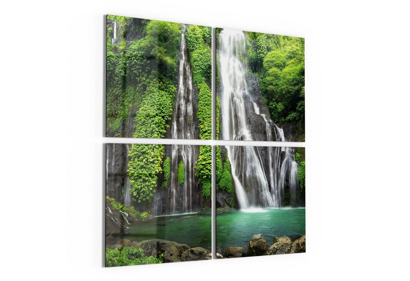 DEQORI Glasbild 'Zwillingswasserfall', 'Zwillingswasserfall', Glas Wandbild Bild schwebend modern von DEQORI