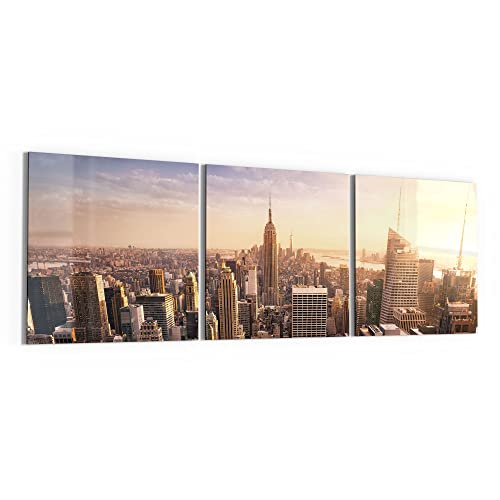 DEQORI Glasbilder Echtglas | Motiv New York City Skyline | horizontal 3-teilig 150x50 cm | große XXL Deko | Wandbilder für Wohnzimmer, Schlafzimmer, Flur & Küche | moderne Wanddeko DEQORI Glasbilder Echtglas | Motiv New York City Skyline | horizontal 3-teilig 150x50 cm | große XXL Deko | Wandbilder für Wohnzimmer, Schlafzimmer, Flur & Küche | moderne Wanddeko von DEQORI