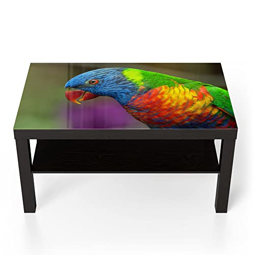 DEQORI Glastisch | schwarz groß 90x50 cm | Motiv Bunter Regenbogenliket | ausgefallener Beistelltisch aus Glas | Hochglanz Couchtisch fürs Wohnzimmer | moderner Couch Tisch mit Design von DEQORI