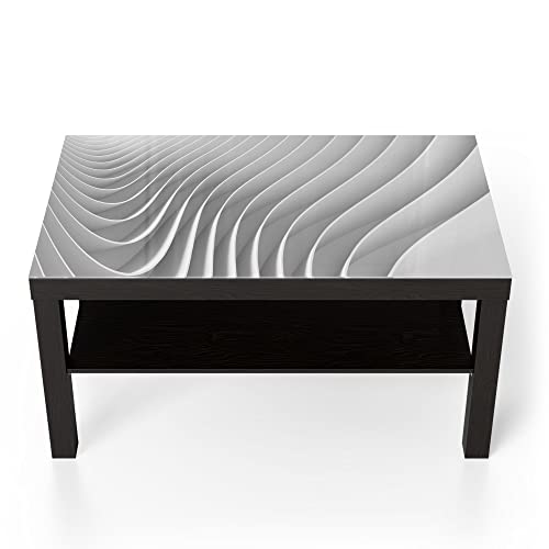 DEQORI Glastisch | schwarz groß 90x50 cm | Motiv Lamellendesign | ausgefallener Beistelltisch aus Glas | Hochglanz Couchtisch fürs Wohnzimmer | moderner Couch Tisch mit Design von DEQORI