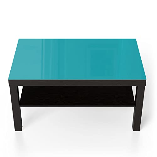 DEQORI Glastisch | schwarz groß 90x50 cm | Unifarben - Türkis | ausgefallener Beistelltisch aus Glas | Hochglanz Couchtisch fürs Wohnzimmer | moderner Couch Tisch mit Design von DEQORI