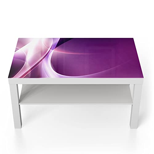 DEQORI Glastisch | weiß groß 90x50 cm | Motiv Violettes Lichtspiel | ausgefallener Beistelltisch aus Glas | Hochglanz Couchtisch fürs Wohnzimmer | moderner Couch Tisch mit Design von DEQORI