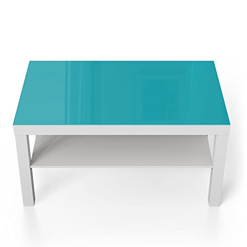 DEQORI Glastisch | weiß groß 90x50 cm | Unifarben - Türkis | ausgefallener Beistelltisch aus Glas | Hochglanz Couchtisch fürs Wohnzimmer | moderner Couch Tisch mit Design von DEQORI