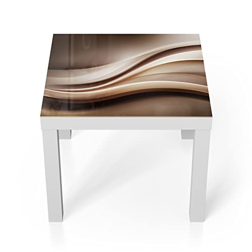 DEQORI Glastisch | weiß klein 55x55 cm | Motiv Edelmetallschwingung | ausgefallener Beistelltisch aus Glas | Hochglanz Couchtisch fürs Wohnzimmer | moderner Couch Tisch mit Design von DEQORI