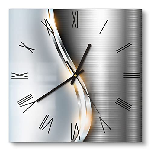 DEQORI Glasuhr | 30x30 cm | Motiv Elegantes Vektordesign | ausgefallene leise Design Uhr aus Glas | Wanduhr für Wohnzimmer & Küche | Moderne Hingucker Uhr für die Wand von DEQORI