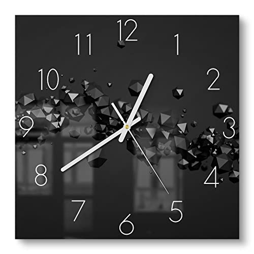 DEQORI Glasuhr | 30x30 cm | Motiv Geometrische Kometen | ausgefallene leise Design Uhr aus Glas | Wanduhr für Wohnzimmer & Küche | Moderne Hingucker Uhr für die Wand von DEQORI