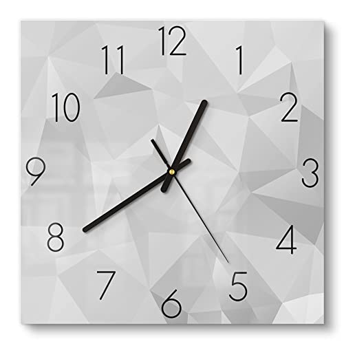 DEQORI Glasuhr | 30x30 cm | Motiv Geometrisches Muster | ausgefallene leise Design Uhr aus Glas | Wanduhr für Wohnzimmer & Küche | Moderne Hingucker Uhr für die Wand von DEQORI